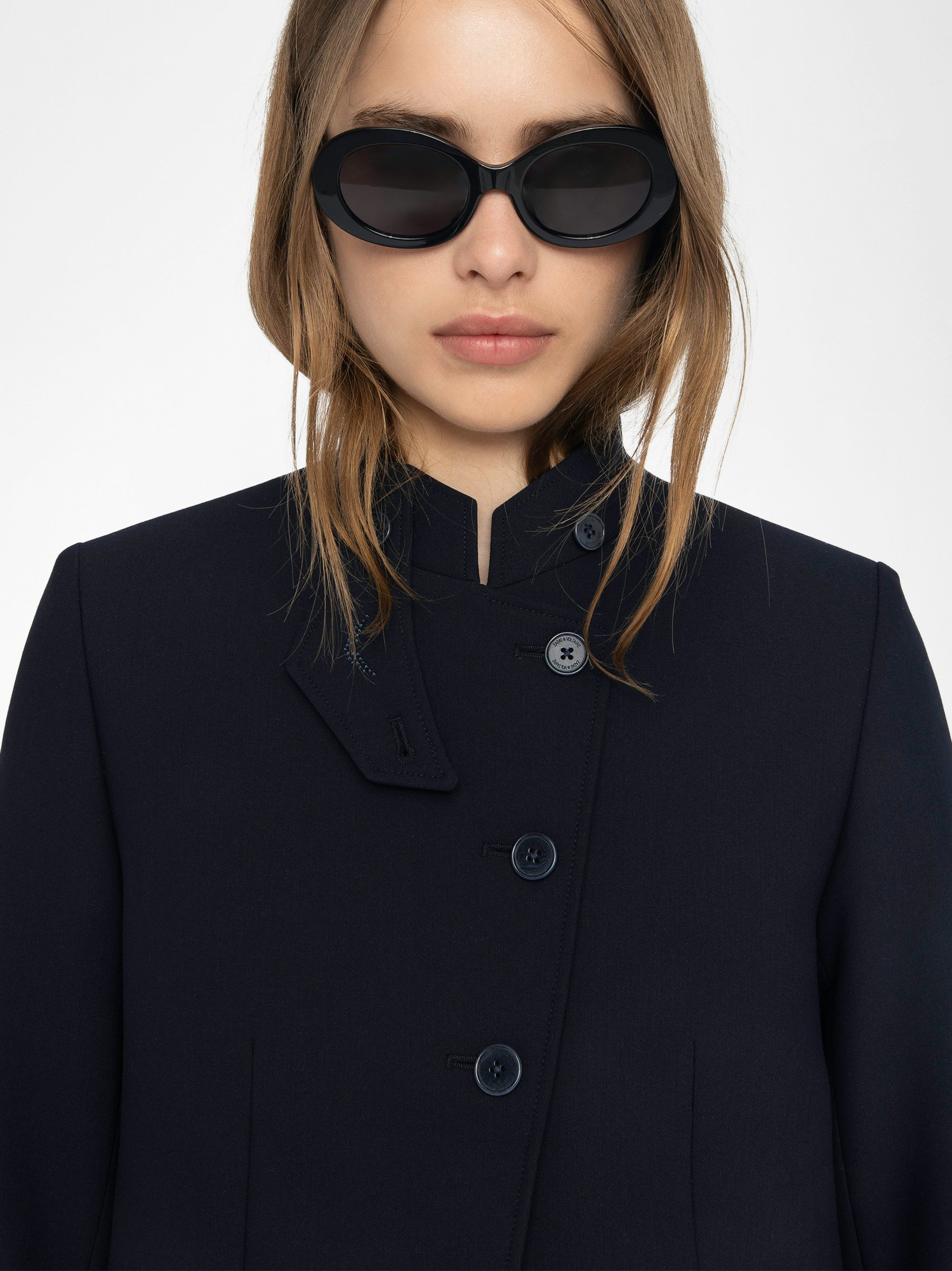 Verysa Blazer - Structured regular fit blazer, high collar and rhinestone wing appliqué, button fastening.